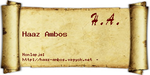Haaz Ambos névjegykártya